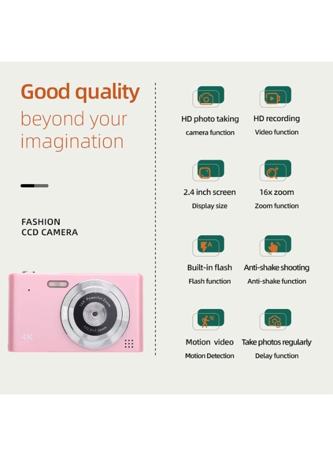 IqwiCam Digital Camera, Digital Point and Shoot Camera with 16X Zoom Anti Shake, Compact Small Camera for Boys Girls Kids  - Image 5