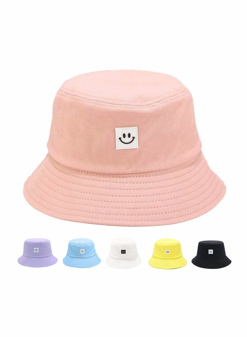 Trendy Summer Bucket Hat with Smile Design for Beach Travel Sun Protection for All Ages - Image 1