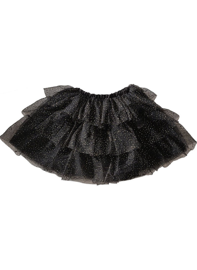 Ginger Ray Ginger Ray Sparkle Black and Gold Tiered Tutu 5-7 Years - Fancy Party Tutu for Kids? Dress-Up and Celebrations  - Image 1