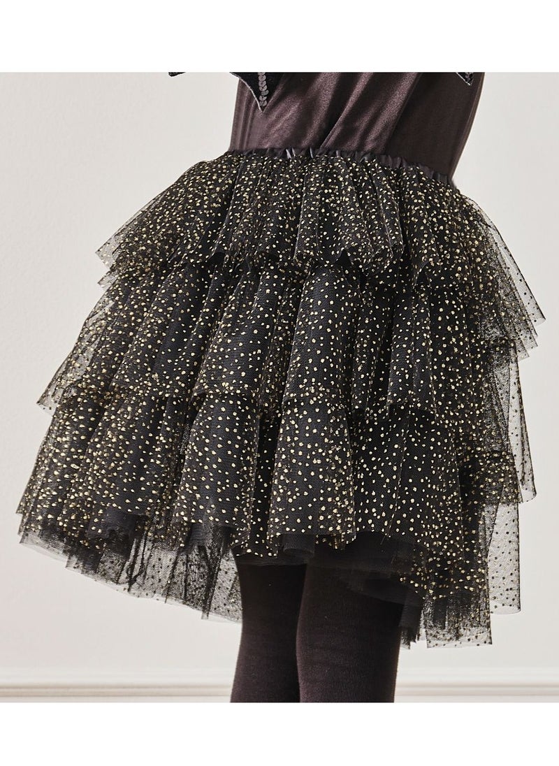Ginger Ray Ginger Ray Sparkle Black and Gold Tiered Tutu 5-7 Years - Fancy Party Tutu for Kids? Dress-Up and Celebrations  - Image 3