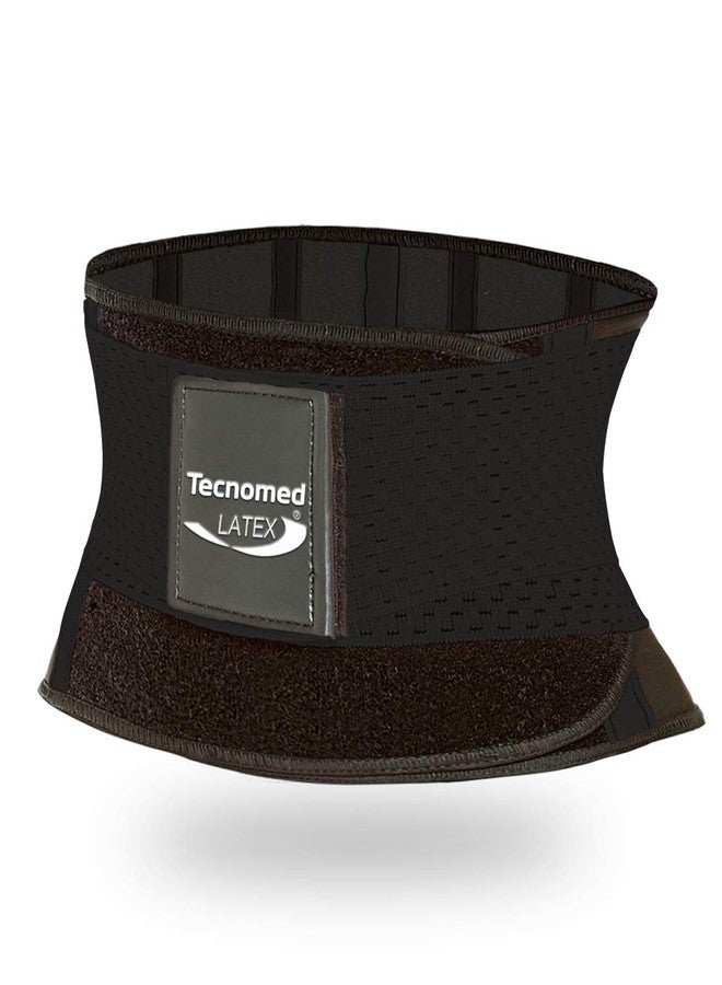Tecnomed Back Support Belt for Men & Women - Latex Lumbar Support Back Brace for Lower Back Pain Relief, Sciatica, Herniated Disc -All Day Comfort & Support for Work, Gym and Play Black - Image 1