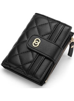Generic Minimalist Small Zipper Wallets for Women, Slim Bifold PU Leather Credit Card Holder Wallets With ID Window, Ladies Clutch Purses Mini Coin Purse, Black  - Image 1