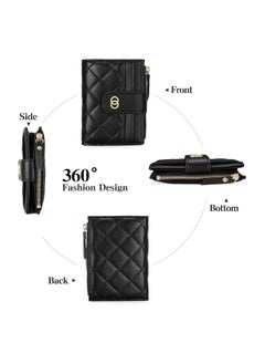 Generic Minimalist Small Zipper Wallets for Women, Slim Bifold PU Leather Credit Card Holder Wallets With ID Window, Ladies Clutch Purses Mini Coin Purse, Black  - Image 3