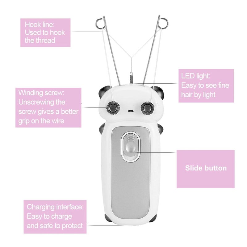 cheekyglo Electric Facial Hair Remover, Usb Cotton Thread Epilator For Cheek, Physical Cotton Thread For Epilator(BlackAndWhite)Blackandwhite - Image 3