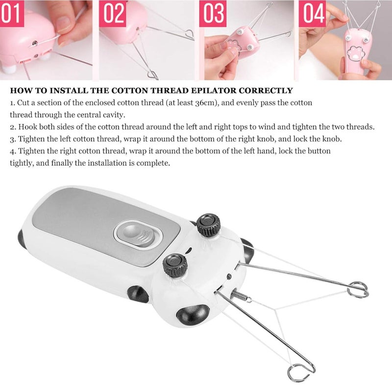 cheekyglo Electric Facial Hair Remover, Usb Cotton Thread Epilator For Cheek, Physical Cotton Thread For Epilator(BlackAndWhite)Blackandwhite - Image 5