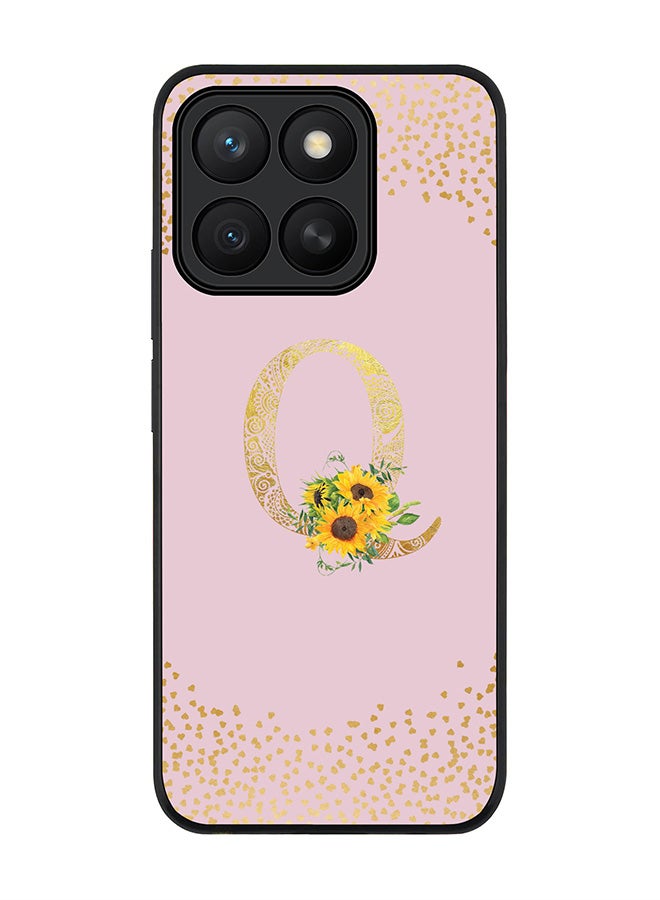 Stylizedd For Honor X8c Case,Slim fit Camera Protection, Shockproof Thin Phone cover  - Custom Floral Monogram - Q  (Pink )