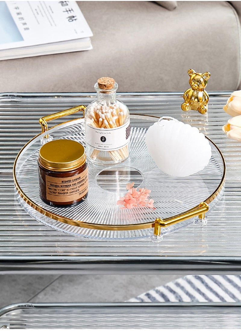 LEOKOR Gold Handle Acrylic Tray, Jewelry Decoration Tray, Candle Tray, Dressing Table and Bathroom Table Storage Tray  - Image 2