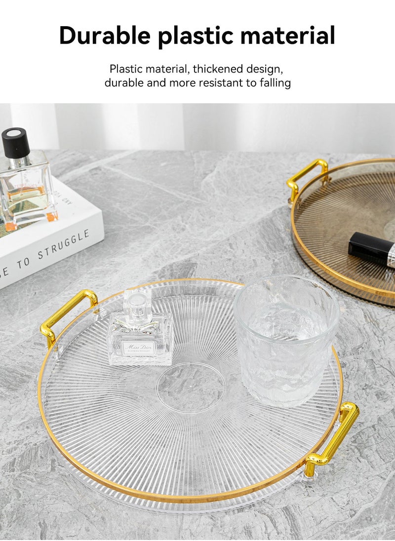 LEOKOR Gold Handle Acrylic Tray, Jewelry Decoration Tray, Candle Tray, Dressing Table and Bathroom Table Storage Tray  - Image 3