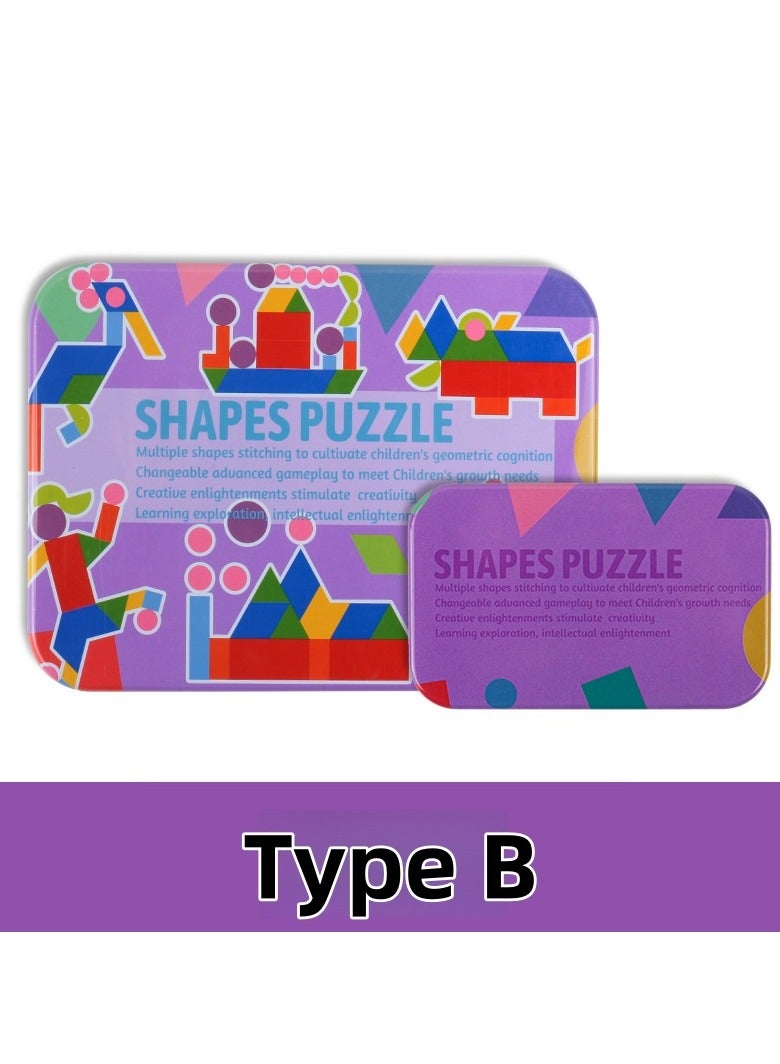 مجموعة ألغاز تانغرام للحيوانات الخشبية الصديقة للبيئة، لعبة مونتيسوري لتنمية الدماغ، تعليمية مبكرة للأطفال الصغار مع صندوق معدني، هدية لمرحلة ما قبل المدرسة، لعبة ألغاز للأطفال لمرحلة رياض الأطفال والتعلم المنزلي - Image 1