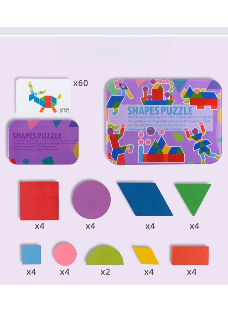 مجموعة ألغاز تانغرام للحيوانات الخشبية الصديقة للبيئة، لعبة مونتيسوري لتنمية الدماغ، تعليمية مبكرة للأطفال الصغار مع صندوق معدني، هدية لمرحلة ما قبل المدرسة، لعبة ألغاز للأطفال لمرحلة رياض الأطفال والتعلم المنزلي - Image 2