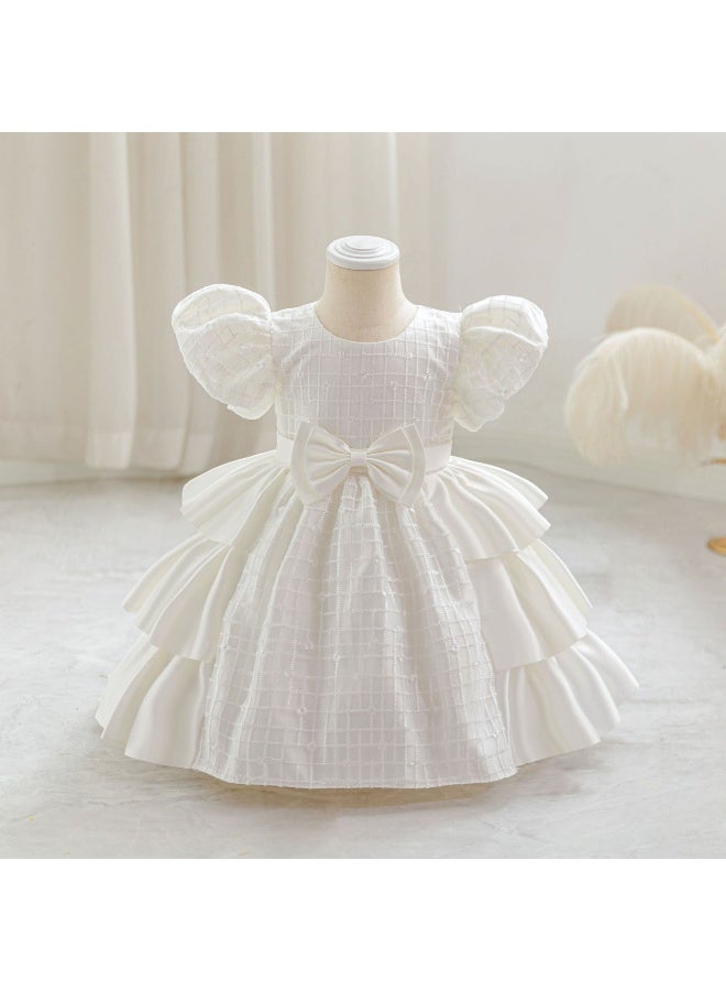 Children's Birthday Dress, Children's Dress,  Princess Dress, Satin Cloth Bow Stripe - Image 1