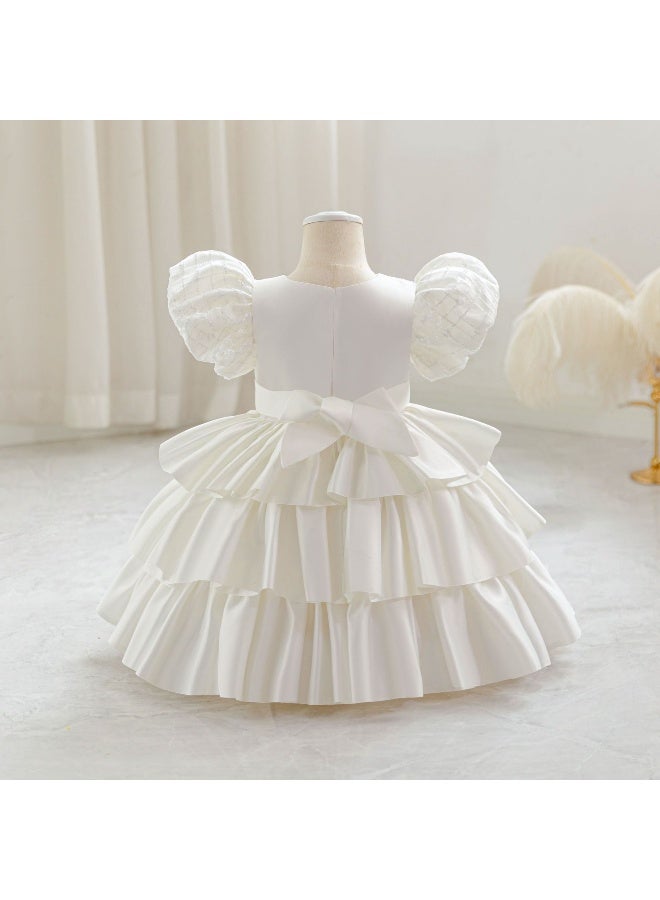 Children's Birthday Dress, Children's Dress,  Princess Dress, Satin Cloth Bow Stripe - Image 3