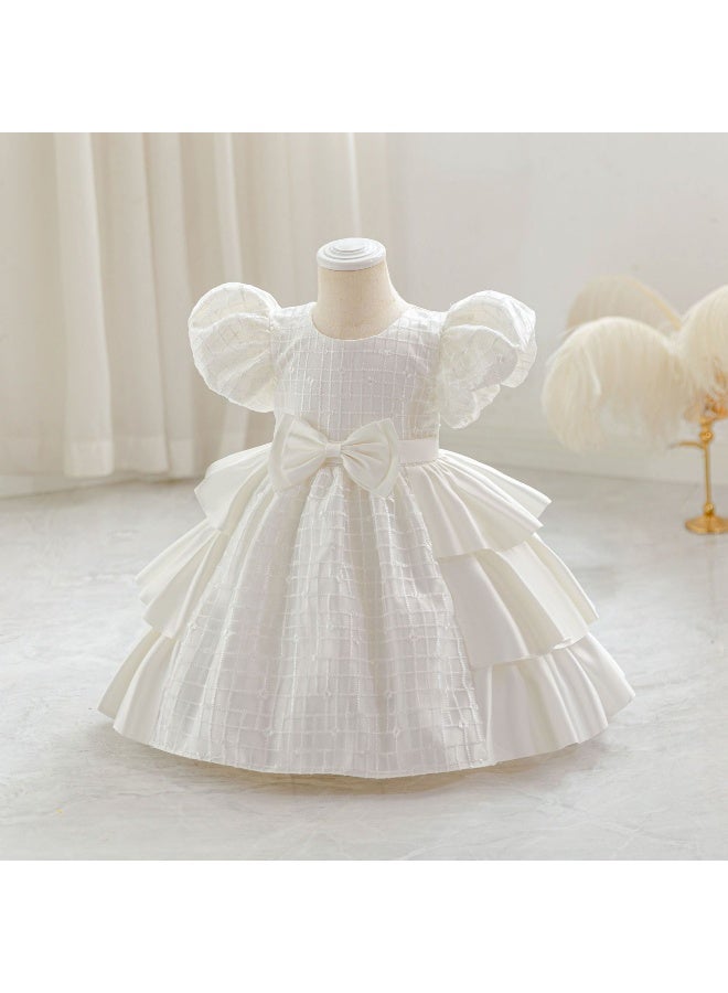 Children's Birthday Dress, Children's Dress,  Princess Dress, Satin Cloth Bow Stripe - Image 2