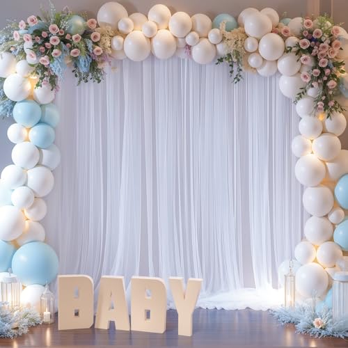 Suppromo 10ft x 10ft White Tulle Backdrop Curtains for Parties Wedding Bridal Shower 1 Panel Sheer Backdrop Curtains White Drapes for Backdrop for Baby Shower Birthday Party Photo Background Home Decorations - Image 3