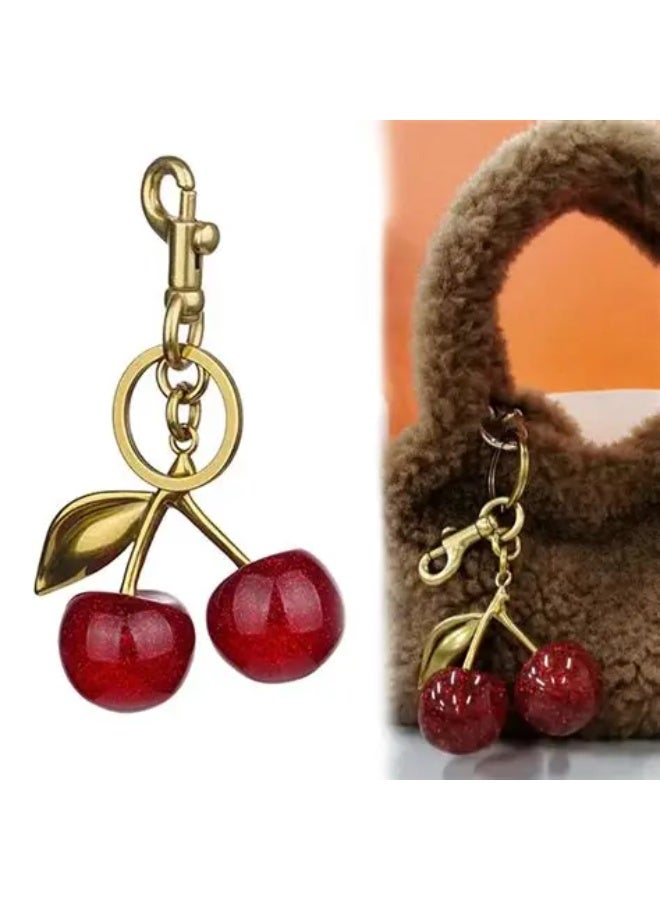 Cherry-shaped bag charm for women, bag accessory, keychain - Image 1