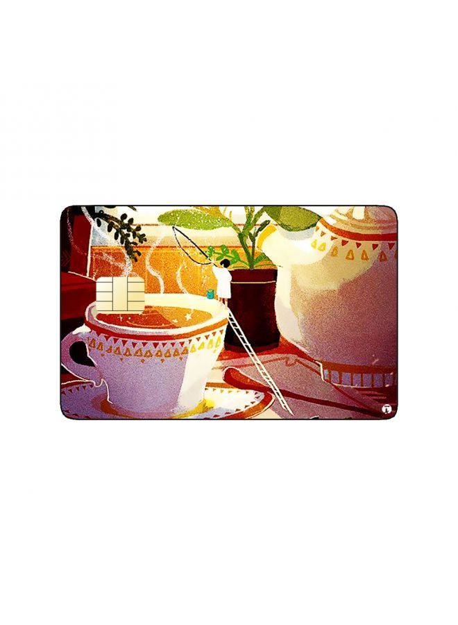 RKN PRINTED BANK CARD STICKER Delicious Hot Tea Cups Drawing - Image 2