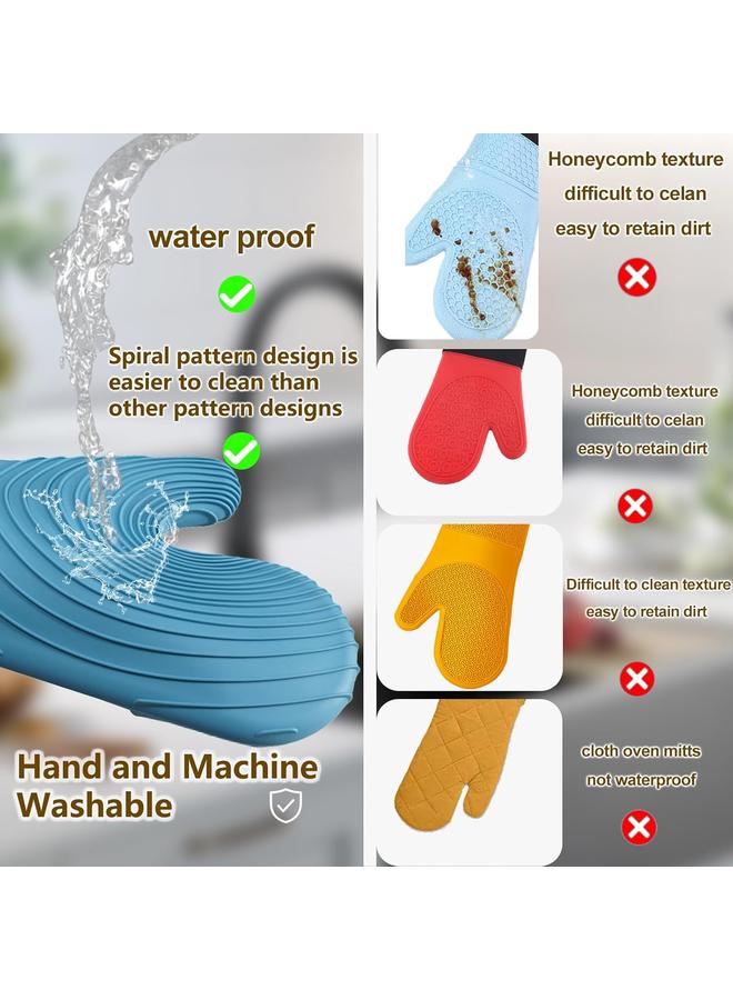 إتش بي إم واي حزمة جваيات مشوي سيليكونية مقاومة للحرارة 2 قطعة، جваيات فرن ممتدة 13.6 بوصة لون أزرق، مقاومة للحرارة/اللهب/القص 500 درجة فهرنهايت، خالية من BPA ومقبض قوي غير لاصق، بطانة ناعمة مرنة سهلة التنظيف، جваيات طهي متينة مقاومة لللهب للشوي/الخبز/الميكروويف/الخيم/المطبخ - Image 2