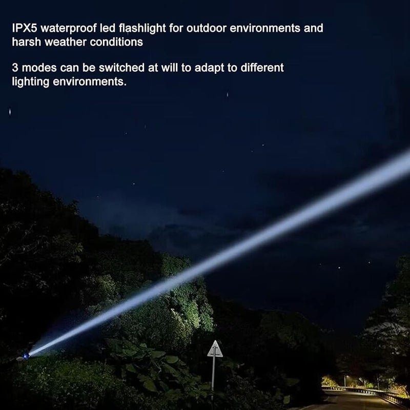 10000LM Rechargeable LED Flashlight Adjustable Brightness Zoom High Power Portable for Hiking Camping - Image 5