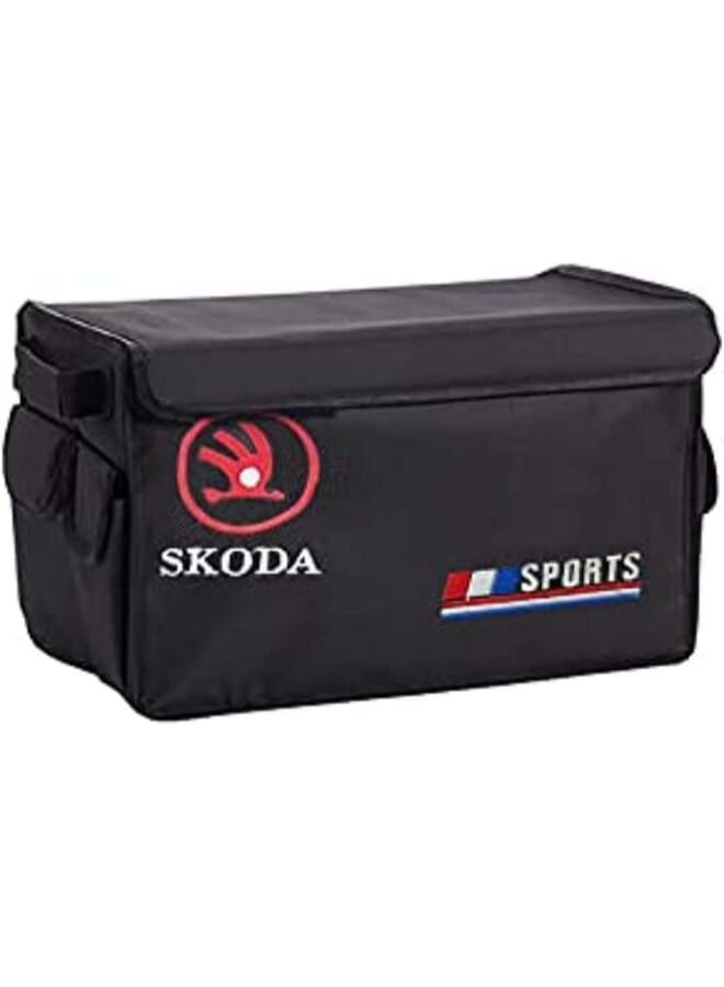 Skoda Car Trunk Organizer Box Skoda – Foldable Heavy-Duty Storage Bag with Multiple Pockets for Tools, Accessories & Groceries – Waterproof, Durable, and Easy to Clean – Universal Fit for All Cars, SUVs & Trucks - Image 1
