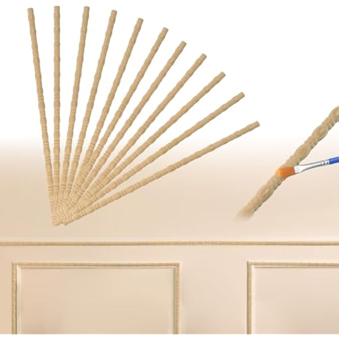 DECORATIVE WOOD TRIM, 12PCS UNFINISHED 3D CUTE DIY PAINTABLE MOULDING TRIMS GOURD SHAPED SELF-ADHESIVE WALL WOODEN TRIM FOR HOME WALL CABINET SHELF WINDOW DOOR DECOR/19.29 X 0.43 INCH - Image 2