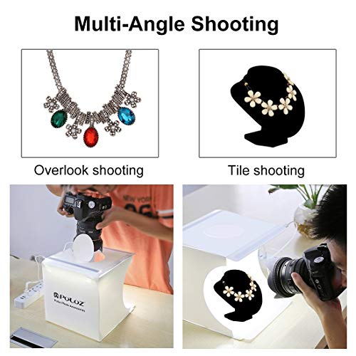 DEPTHLAN Photo Light Box 10" Portable Folding Photography Light Tent kit with 2 Light Bar -40pcs LED Light and 6 Kinds Color Backgrounds for Small Size Items (10 inch - White) - Image 3