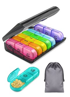 Syarme Weekly Pill Organizer 3 Times a Day, Portable Travel Pill Box 7 Day with storage box and bag, Light Proof Pill Case for Vitamins, Medication, Supplements and Fish Oils, ABS High Quality Material  - Image 1