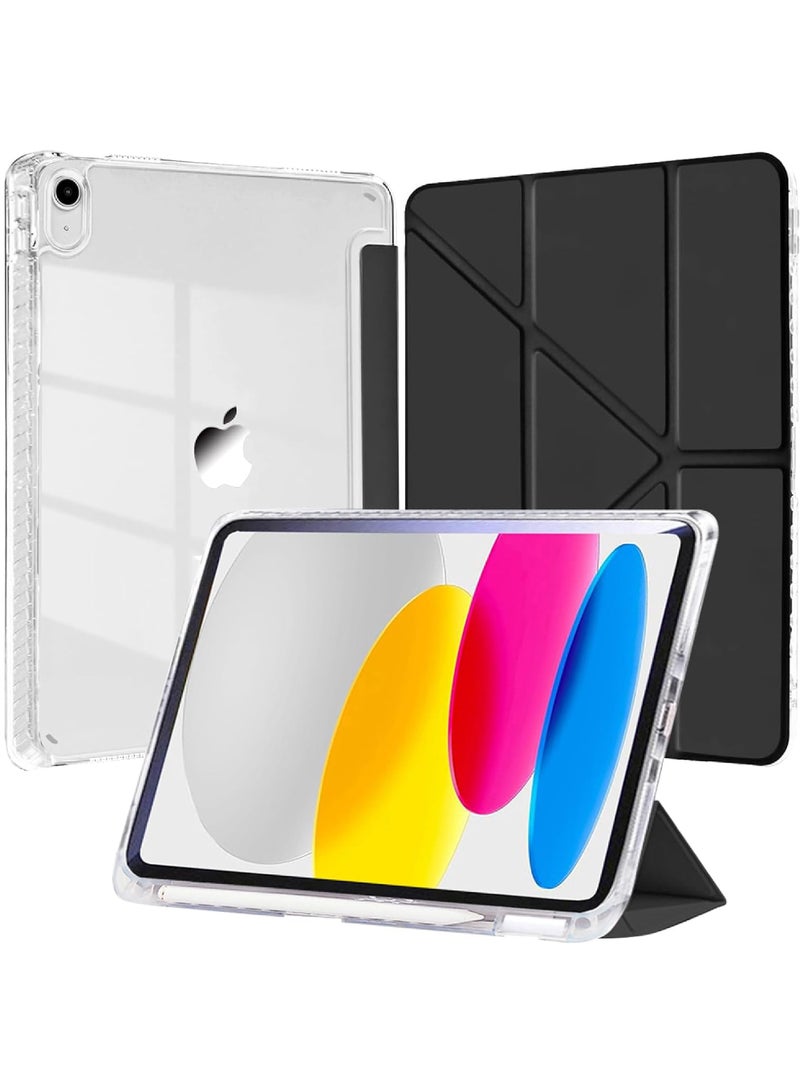 Rock Pow Case for iPad (A16) 11th Generation 11 Inch 2025, iPad 10th Generation 10.9 inch 2022 with Pencil Holder, 6-in-1 Multiple Viewing Angles Y-Shaped Stand, Transparent Back Cover - Image 1