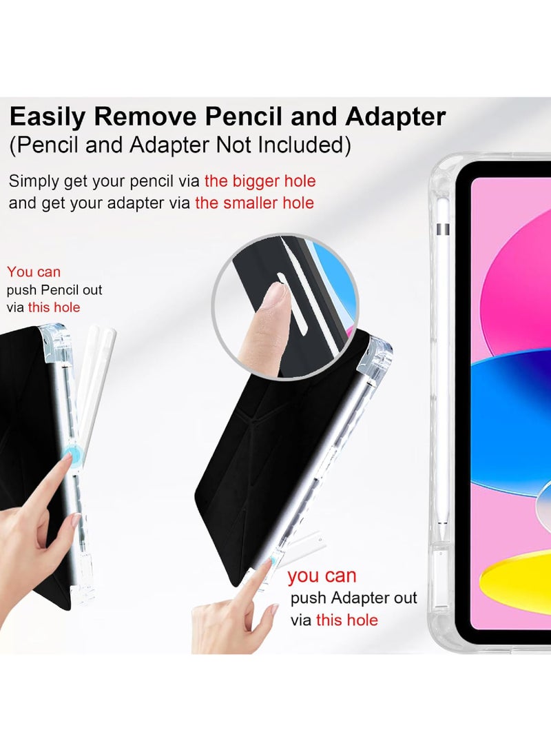 Rock Pow Case for iPad (A16) 11th Generation 11 Inch 2025, iPad 10th Generation 10.9 inch 2022 with Pencil Holder, 6-in-1 Multiple Viewing Angles Y-Shaped Stand, Transparent Back Cover - Image 3