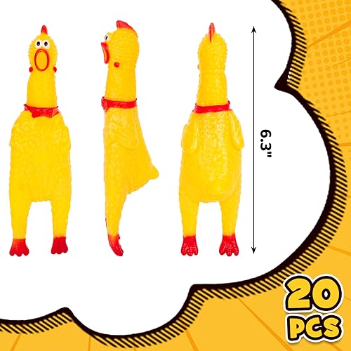 POPLAY 20PCS Squeaky Rubber Chickens, Screaming Chickens Bulk Prank Novelty Toys Pet Toys for Party Favors Family Game Dog Toys Noise Maker - Image 2