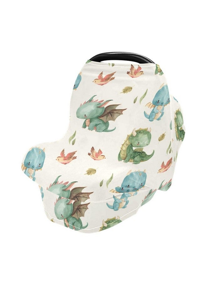 Kigai Cute Dragon Baby Car Seat Covers for Newborn, Breathable Nursing Cover for Breastfeeding Moms, Baby Stroller/Shopping Cart/Stretchy Carseat Cover for Boy & Girl - Image 2