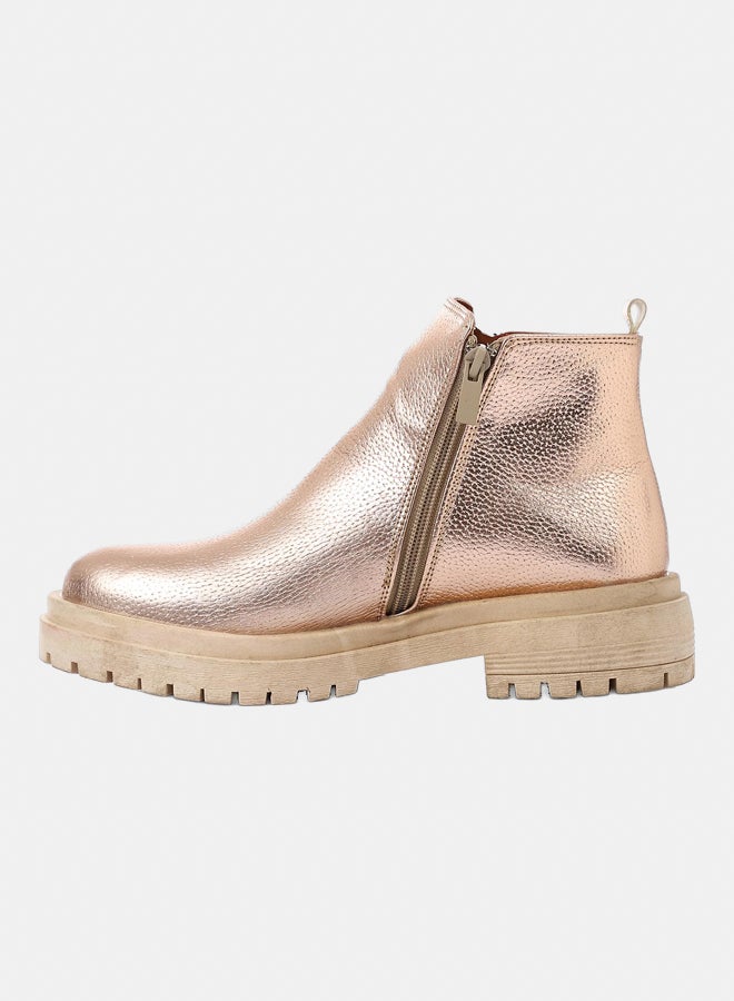 XO Style Leather Ankle Boot 1433-Gold - Image 3