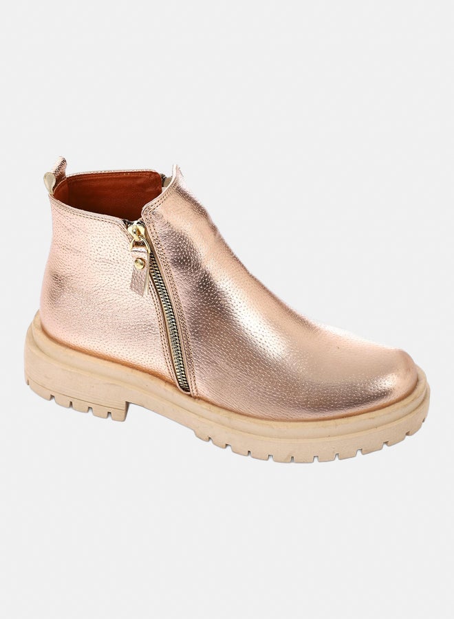 XO Style Leather Ankle Boot 1433-Gold - Image 1
