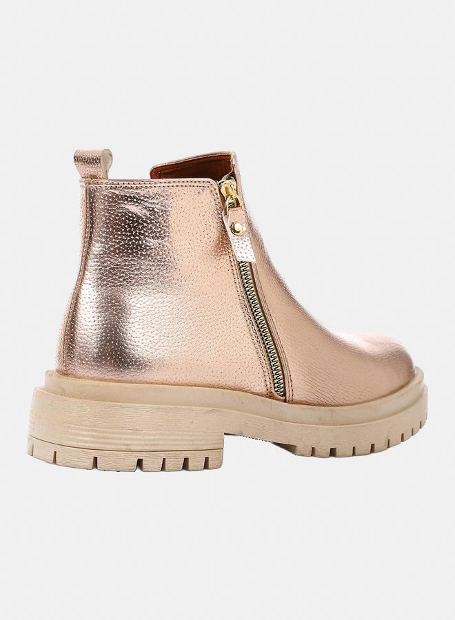 XO Style Leather Ankle Boot 1433-Gold - Image 2