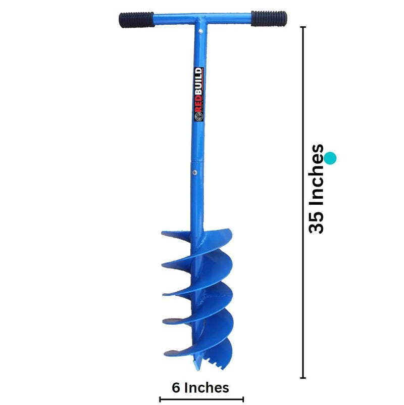 RedBuild Manual Earth Auger Hole Diger (Heavy Duty Long Blade, 6 Inch) - Image 3