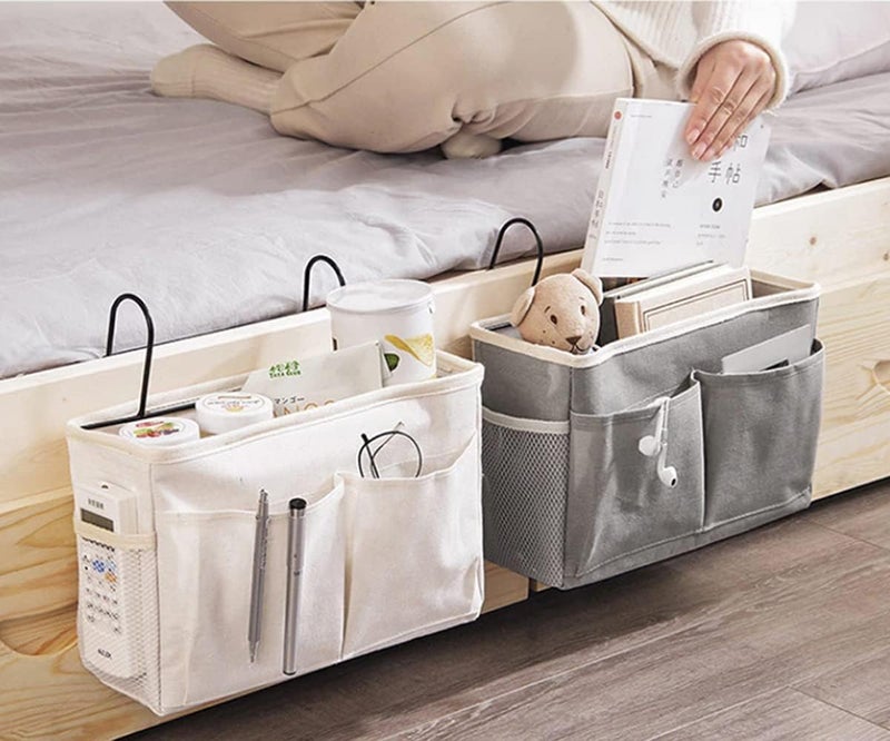 Zerolex Bedside Caddy Essentials Pocket Hanging Storage Organizer Sofa Side Hanger Holder Bag for Dorm TV Remote Control Phones Magazines Tablets Pack of 1 Multicolor - Image 2