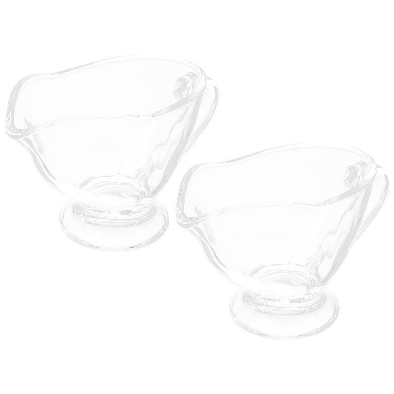 2Pcs Glass Gravy Sauce Boat with Handle Clear Gravy Dish Coffee Creamer Pitcher Mini Sauce Jug - Image 1