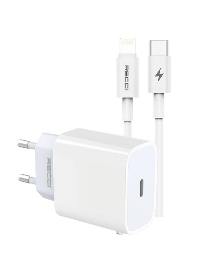 Recci - Recci 20W USB-C adapter set with charging and data USB-C cable with lightning connector RCK-16ECL - Image 1