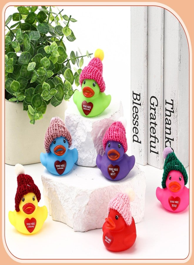 Simgoing 36 Pcs Mini Inspirational Rubber Ducks Bulk with Knitted Hats You are Motivational Theme Small Cruise Duck Toys Gifts for Coworker Employee Family Christmas (Multicolor) - Image 3