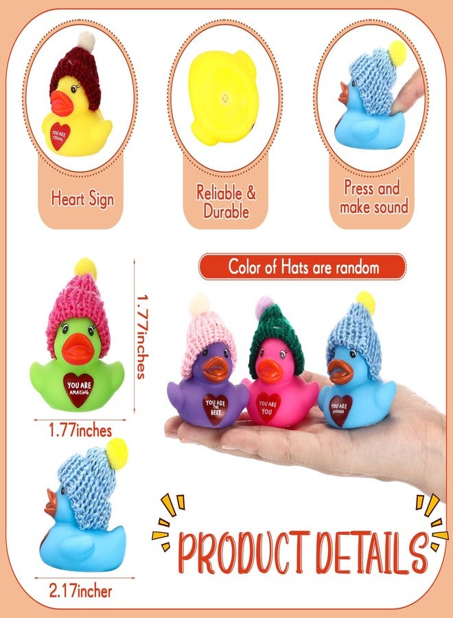 Simgoing 36 Pcs Mini Inspirational Rubber Ducks Bulk with Knitted Hats You are Motivational Theme Small Cruise Duck Toys Gifts for Coworker Employee Family Christmas (Multicolor) - Image 2