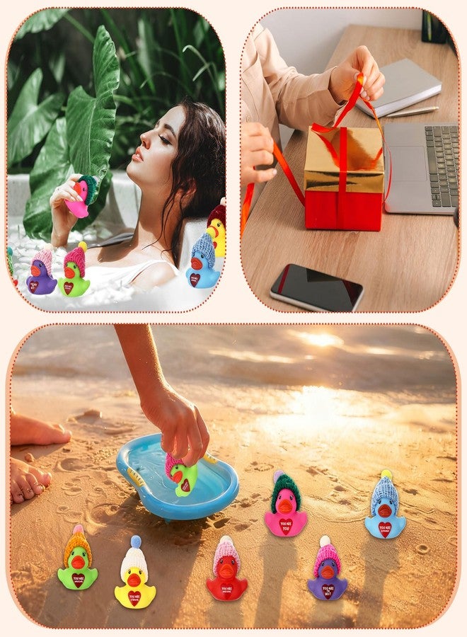 Simgoing 36 Pcs Mini Inspirational Rubber Ducks Bulk with Knitted Hats You are Motivational Theme Small Cruise Duck Toys Gifts for Coworker Employee Family Christmas (Multicolor) - Image 5