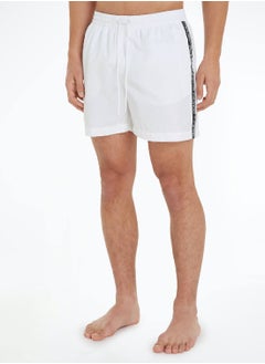 CALVIN KLEIN Calvin Klein Men's Swim Shorts - Medium Drawstring - Swimwear - Polyester , White  - Image 1