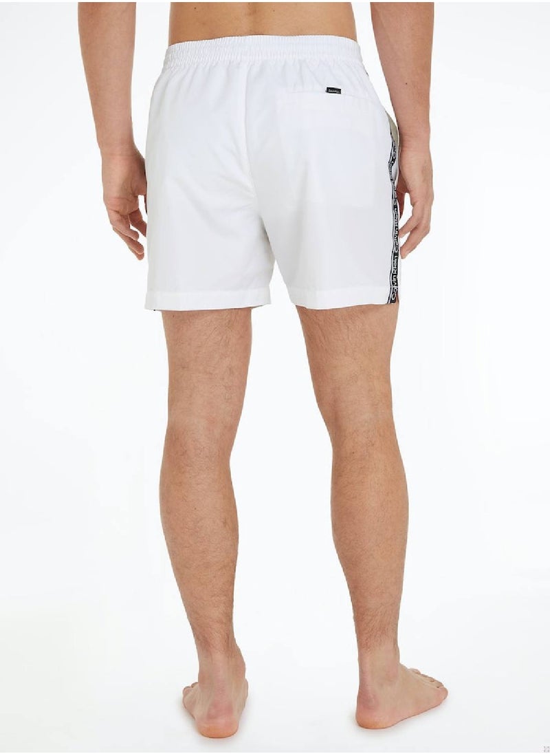 CALVIN KLEIN Calvin Klein Men's Swim Shorts - Medium Drawstring - Swimwear - Polyester , White  - Image 3