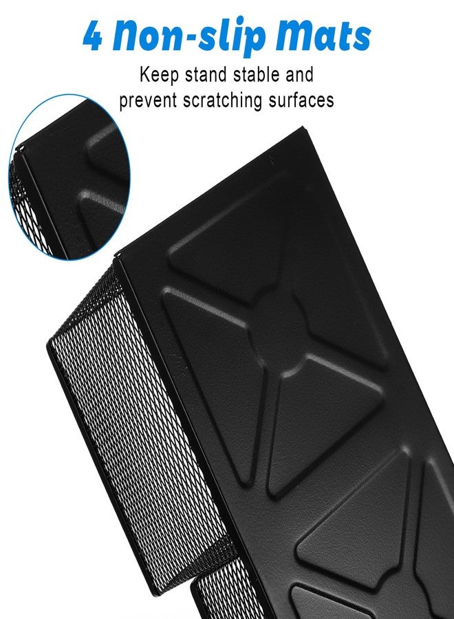 mekueeex Mesh Pen Pencil Holder Note Holders Desk Organizer, 3 Compartment Wire Desktop Pen Pencil Cup Caddy Office Supplies Accessories for Home Office School, Black(4 Pack) - Image 4