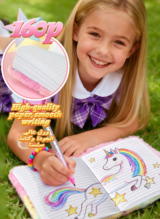 SOOO GOOD Unicorn Diaries Notebook for Girls,Cute Animals Plush Notebook with Mini Toys,Comfortable Soft Cover Writing Journal Stationery for Students Teens Kids Gifts 80 Pages - Image 5