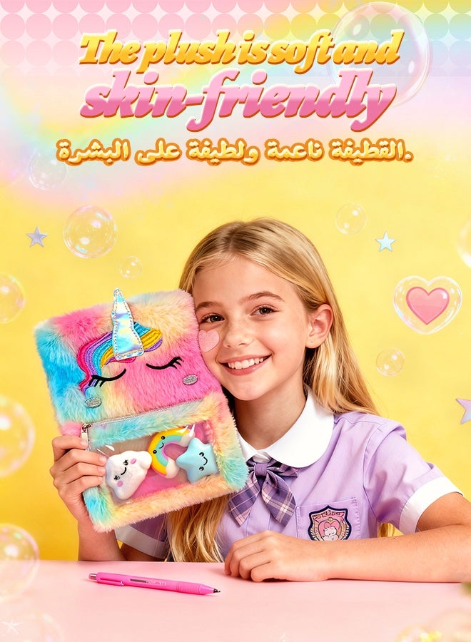 SOOO GOOD Unicorn Diaries Notebook for Girls,Cute Animals Plush Notebook with Mini Toys,Comfortable Soft Cover Writing Journal Stationery for Students Teens Kids Gifts 80 Pages - Image 2