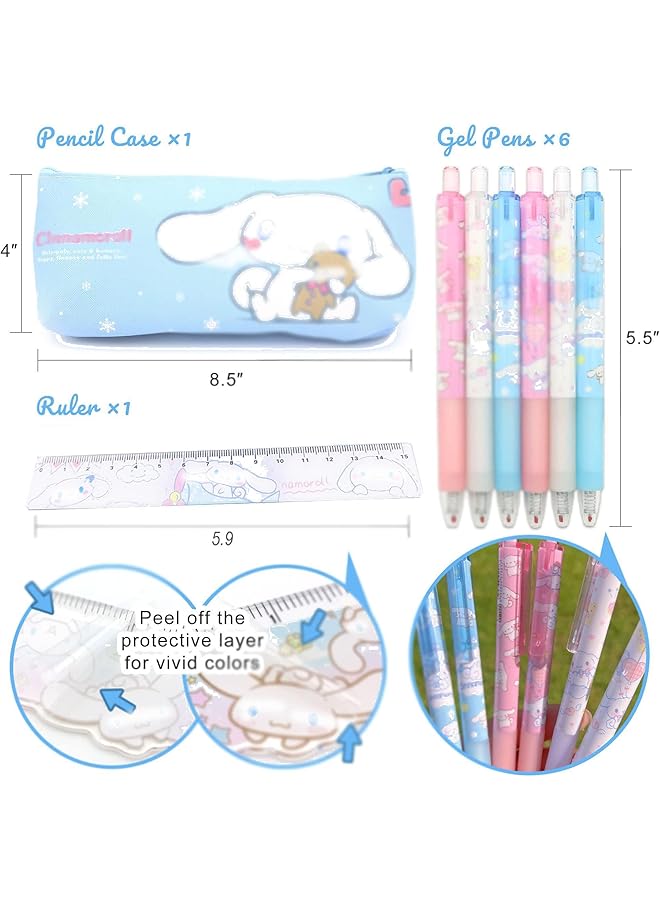 erorex School Supplies Set Office Supplies Includes Pencil Case Ballpoint Pens Ruler Sticky Note Stickers Enamel Pins Lanyard With Id Card Holder For Girls  - Image 3