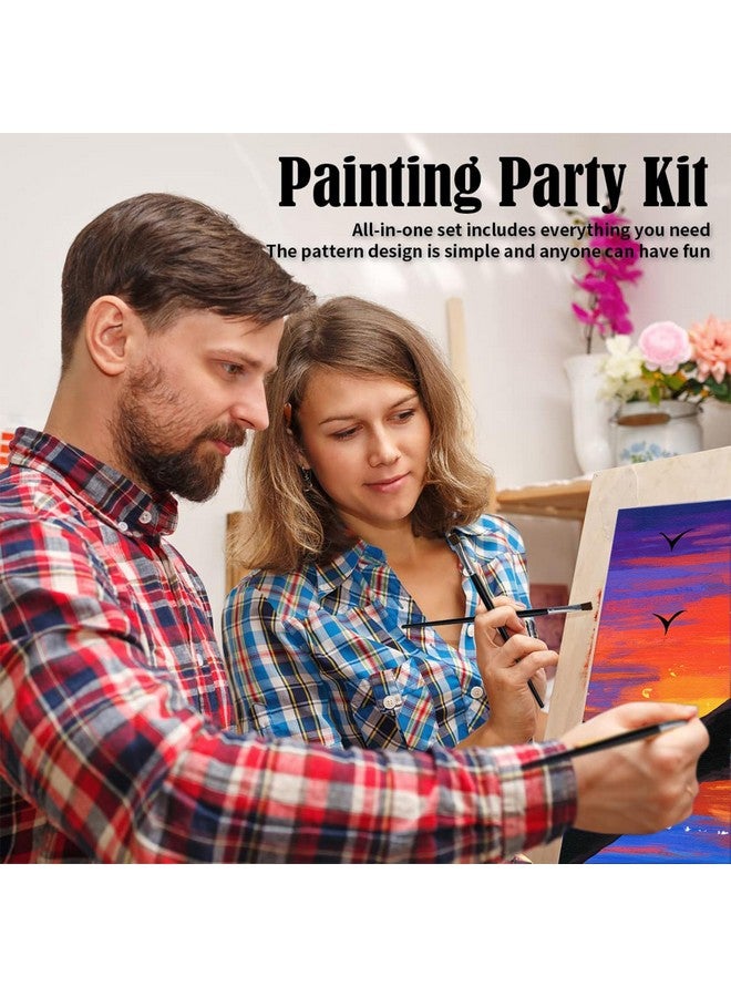 VOCHIC Sip and Paint Kit, Pre Drawn Canvas Couples Painting Party Kit, Paint Art Set with Outline Canvas for Adults Date Night Game Couple Sunset Heart, Valentine's Day, 2 Pack (12 x 16 Inches) - Image 3