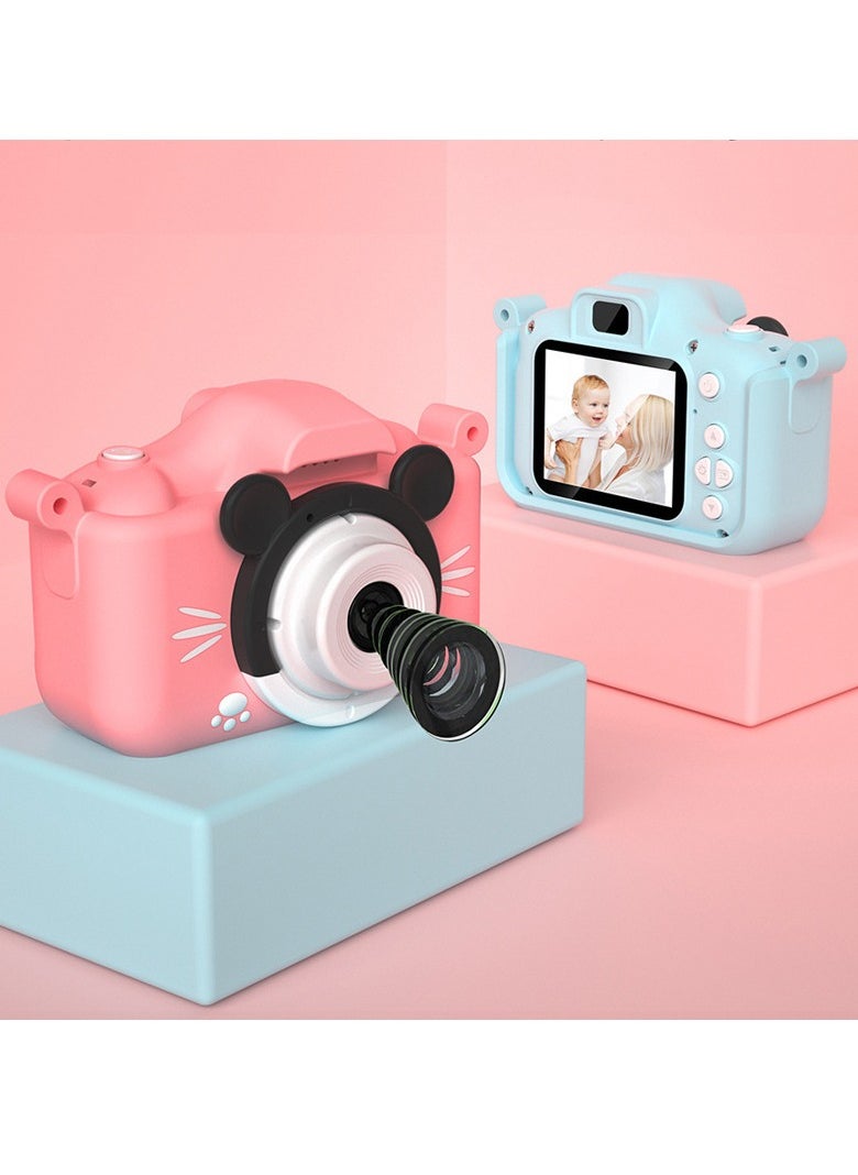 Children's Camera Toy, HD Shockproof Children Video Camera, Anti Fall Portable Camera Toy, Multiple Functions Digital Camera For Girls Boys,(Blue Mickey Mouse HD Dual Lens (No Memory Card))