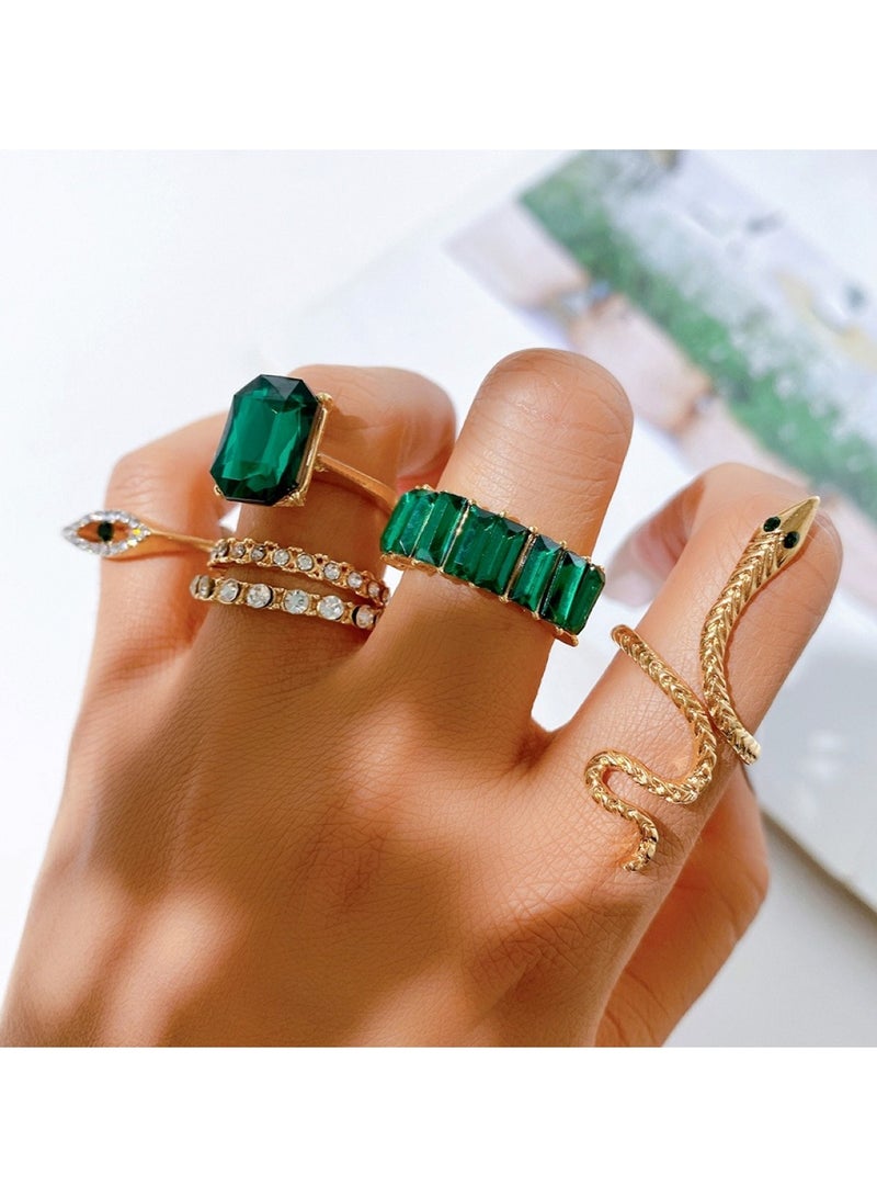 Huitich Elegant Gold Colour Plated Alloy and Crystal Ring Set (6 Pieces)  - Image 5