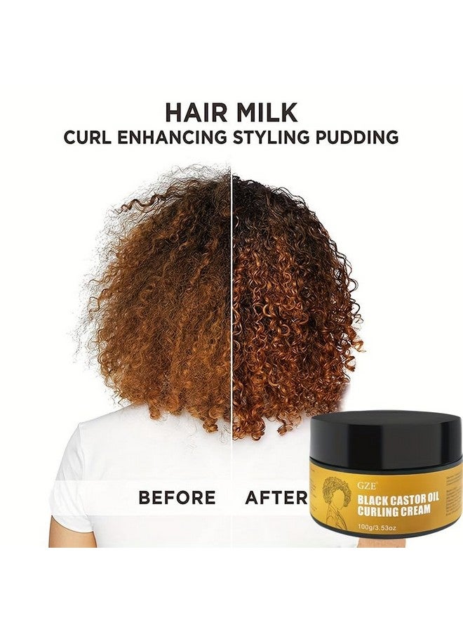 Vemofoper Black Castor Oil Curling Cream With Argan Oil Curl Enhancer Moisturizing & Frizz Control Leavein Conditioning Cream Hydrating Define & Smooth For Any Curl Type - Image 2